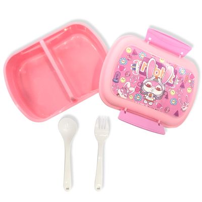 Eazy Kids - Set of 2 - Lunch Box & Water Bottle - Rabbit Pink